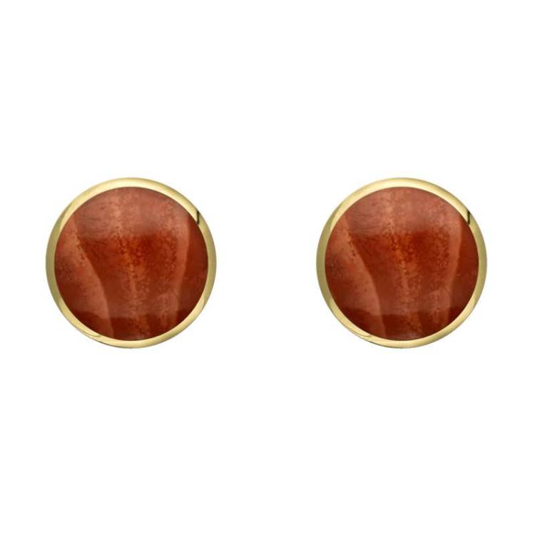 9ct Yellow Gold Jasper 6mm Classic Medium Round Stud Earrings