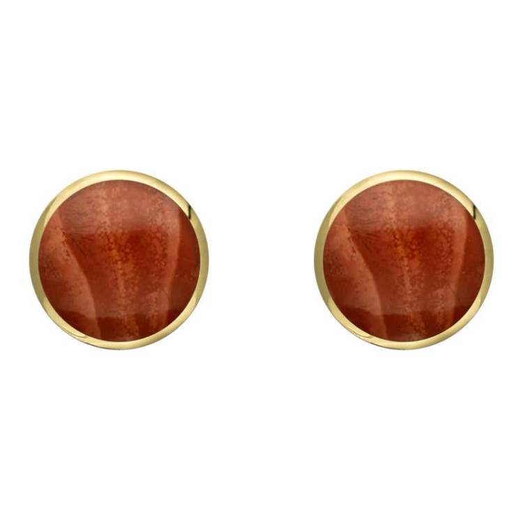 9ct Yellow Gold Jasper 8mm Classic Large Round Stud Earrings