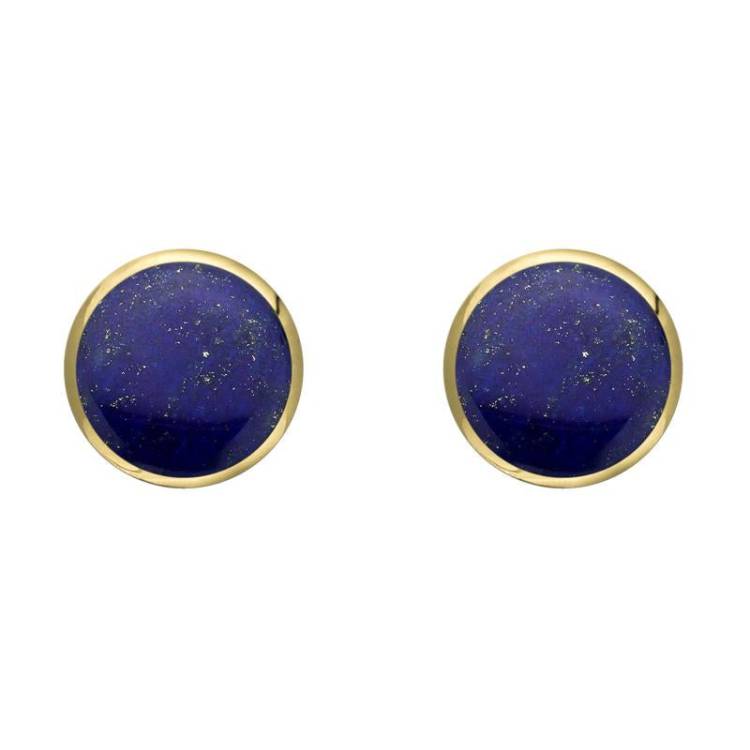 9ct Yellow Gold Lapis Lazuli 6mm Classic Medium Round Stud Earrings