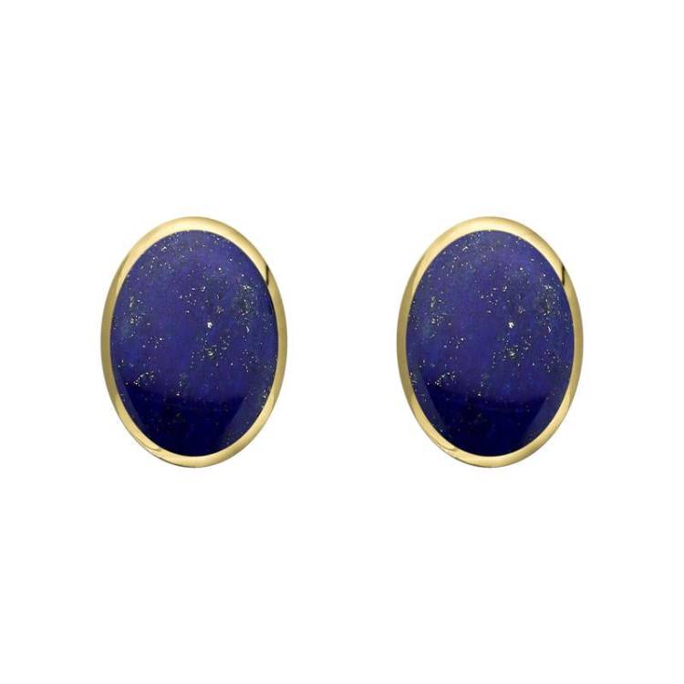 9ct Yellow Gold Lapis Lazuli 7 x 5mm Classic Small Oval Stud Earrings