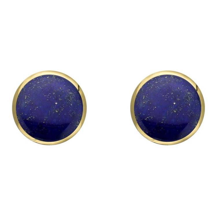 9ct Yellow Gold Lapis Lazuli 8mm Classic Large Round Stud Earrings