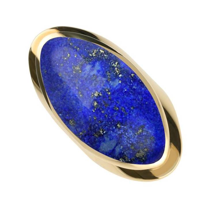 9ct Yellow Gold Lapis Lazuli Large Oval Statement Ring