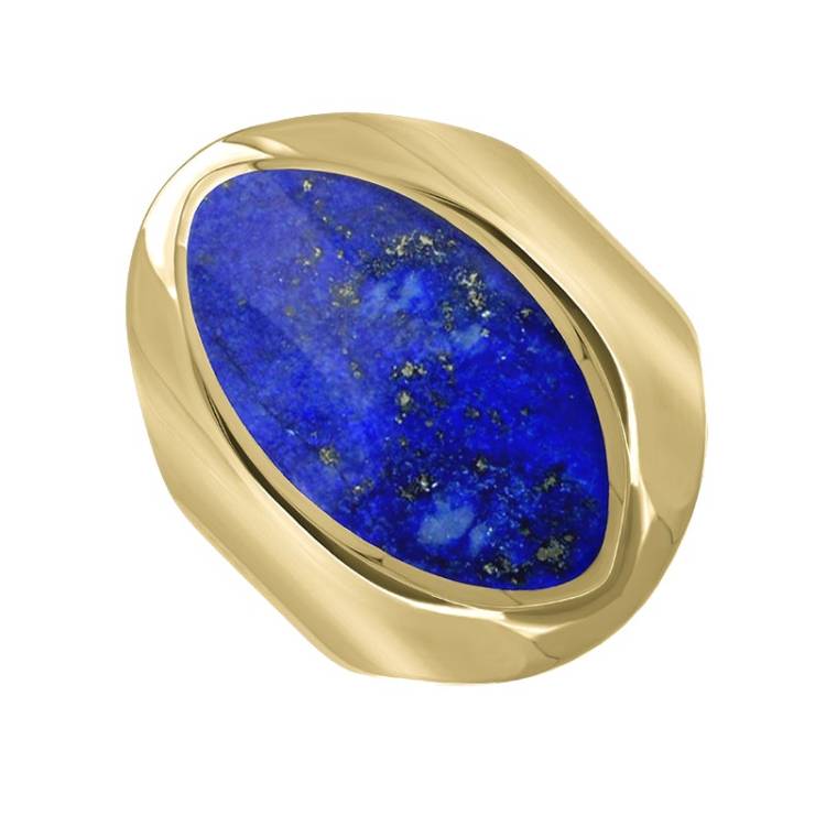 9ct Yellow Gold Lapis Lazuli Medium Oval Ring - Option1 Value Yellow Gold