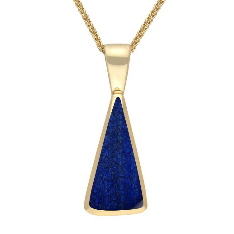 9ct Yellow Gold Lapis Lazuli Triangle Necklace