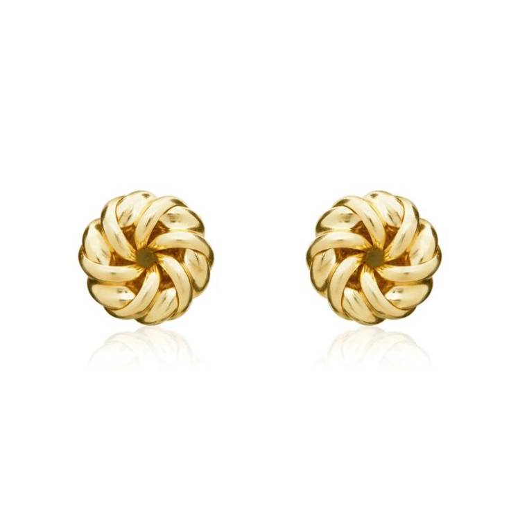 9ct Yellow Gold 6mm Looped Knot Stud Earrings