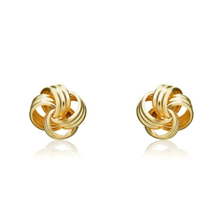 9ct Yellow Gold 9mm Looped Knot Stud Earrings