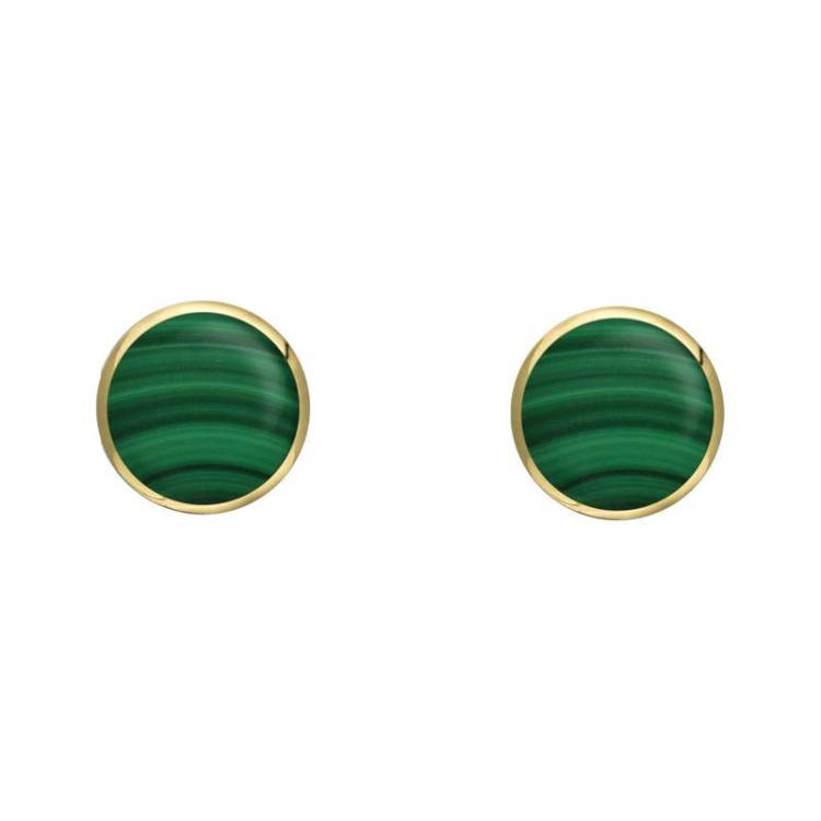 9ct Yellow Gold Malachite 4mm Classic Small Round Stud Earrings