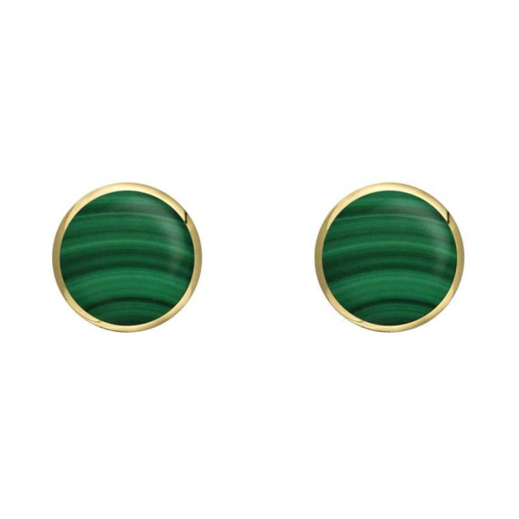9ct Yellow Gold Malachite 5mm Classic Small Round Stud Earrings
