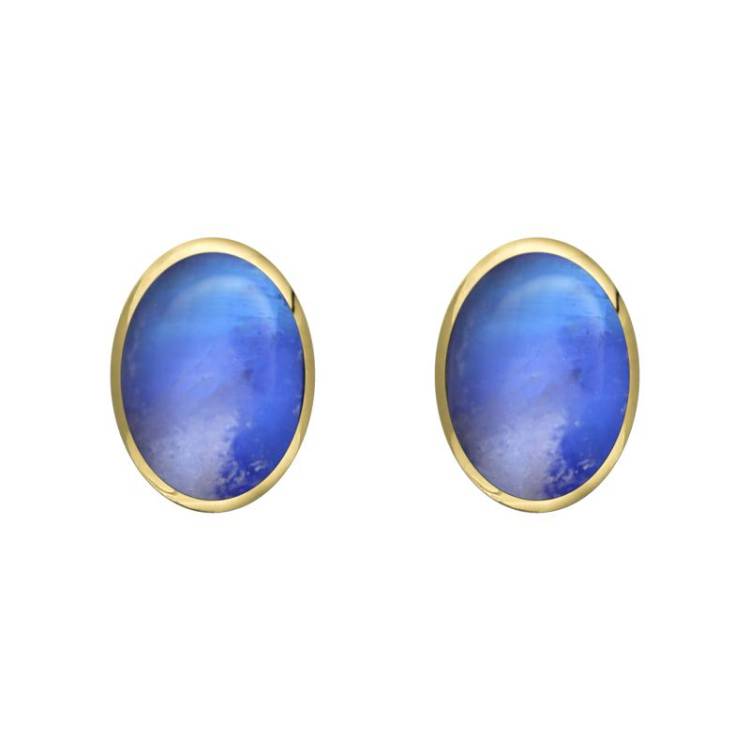 9ct Yellow Gold Moonstone 7 x 5mm Classic Small Oval Stud Earrings