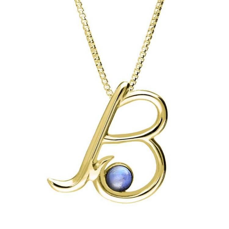 9ct Yellow Gold Moonstone Love Letters Initial B Necklace - Yellow Gold