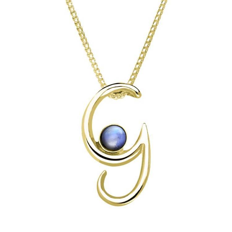 9ct Yellow Gold Moonstone Love Letters Initial G Necklace - Yellow Gold