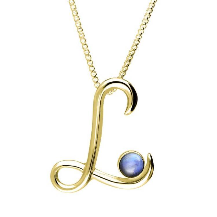 9ct Yellow Gold Moonstone Love Letters Initial L Necklace - Yellow Gold