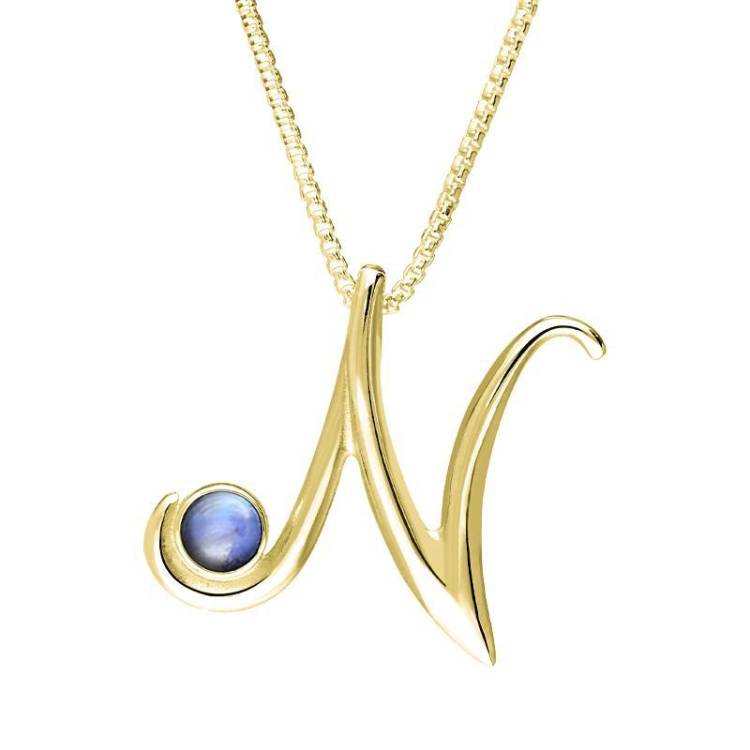 9ct Yellow Gold Moonstone Love Letters Initial N Necklace - Yellow Gold