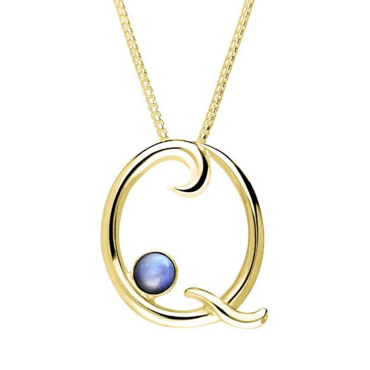 9ct Yellow Gold Moonstone Love Letters Initial Q Necklace - Yellow Gold