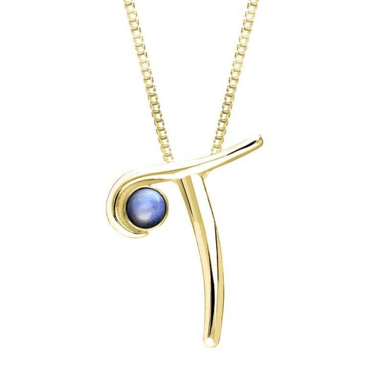9ct Yellow Gold Moonstone Love Letters Initial T Necklace - Yellow Gold