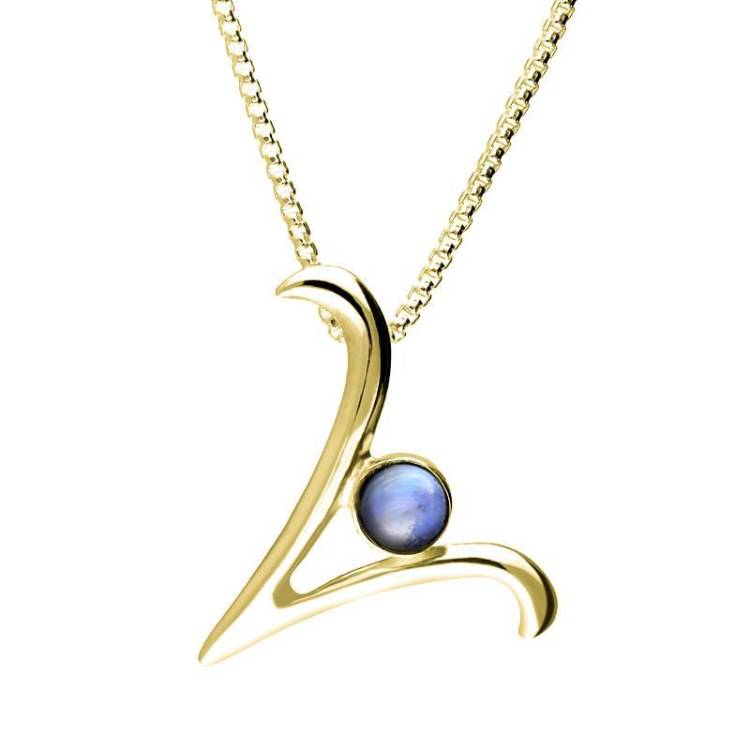 9ct Yellow Gold Moonstone Love Letters Initial V Necklace - Yellow Gold