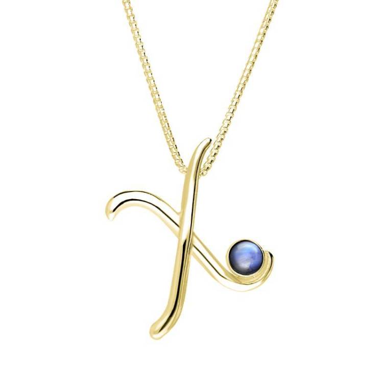 9ct Yellow Gold Moonstone Love Letters Initial X Necklace - Yellow Gold
