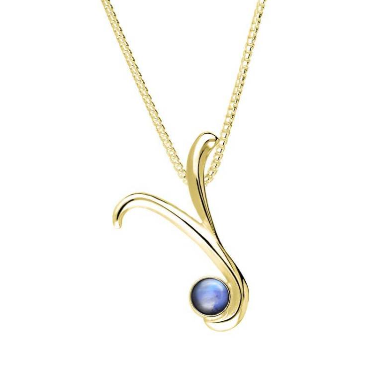 9ct Yellow Gold Moonstone Love Letters Initial Y Necklace - Yellow Gold