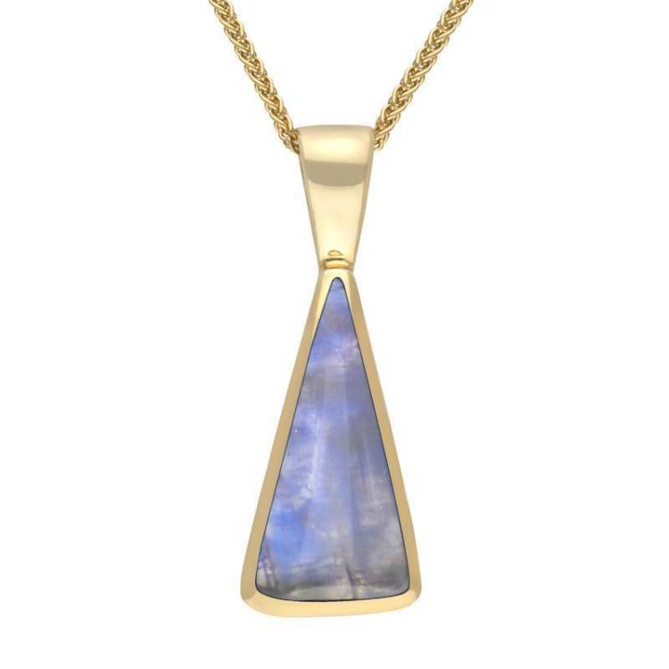 9ct Yellow Gold Moonstone Triangle Necklace