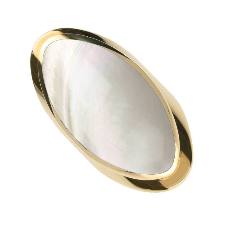 9ct Yellow Gold Mother of Pearl Large Oval Statement Ring - Yellow Gold