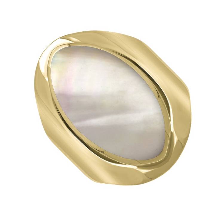 9ct Yellow Gold Mother of Pearl Medium Oval Ring - Option1 Value Yellow Gold