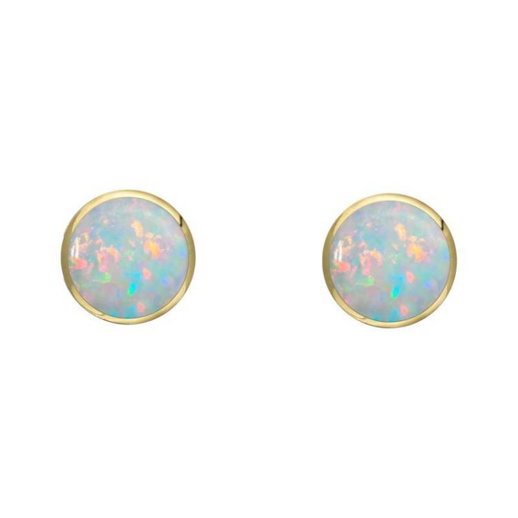 9ct Yellow Gold Opal 4mm Classic Small Round Stud Earrings