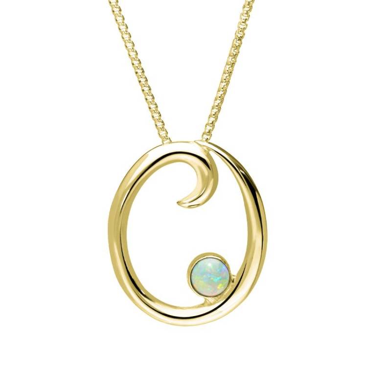 9ct Yellow Gold Opal Love Letters Initial O Necklace - Yellow Gold