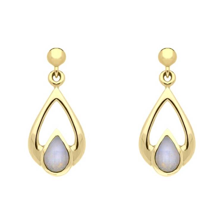 9ct Yellow Gold Opal Pear Tear Drop Earrings - Yellow Gold