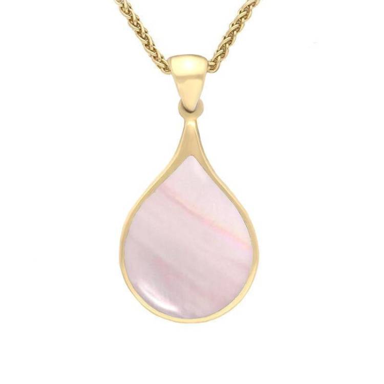 9ct Yellow Gold Pink Mother of Pearl Balloon Shaped Necklace