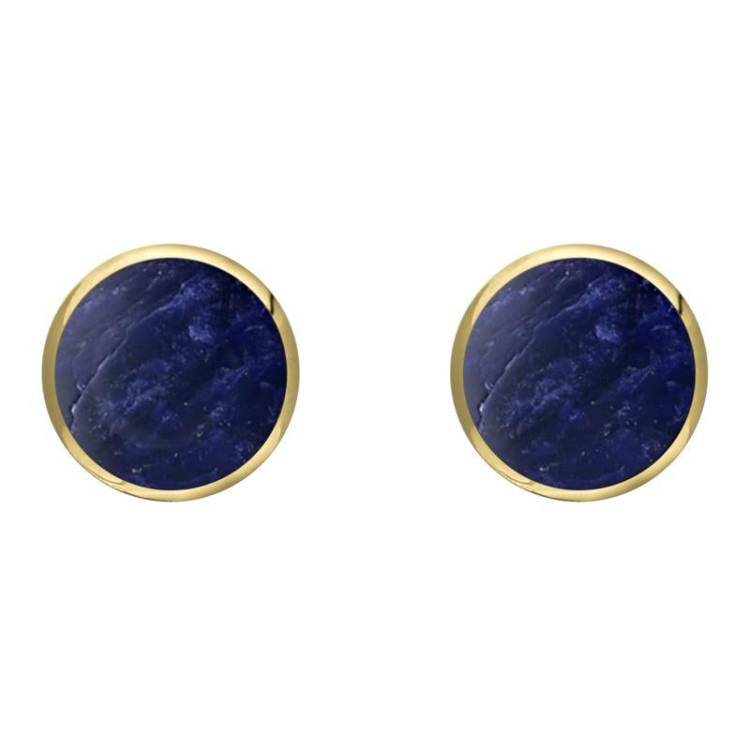 9ct Yellow Gold Sodalite 8mm Classic Large Round Stud Earrings