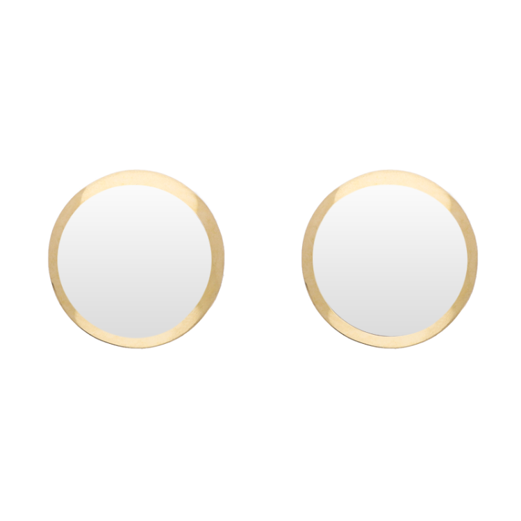 9ct Yellow Gold Sterling Silver Bauxite Stepping Stones Round Stud Earrings
