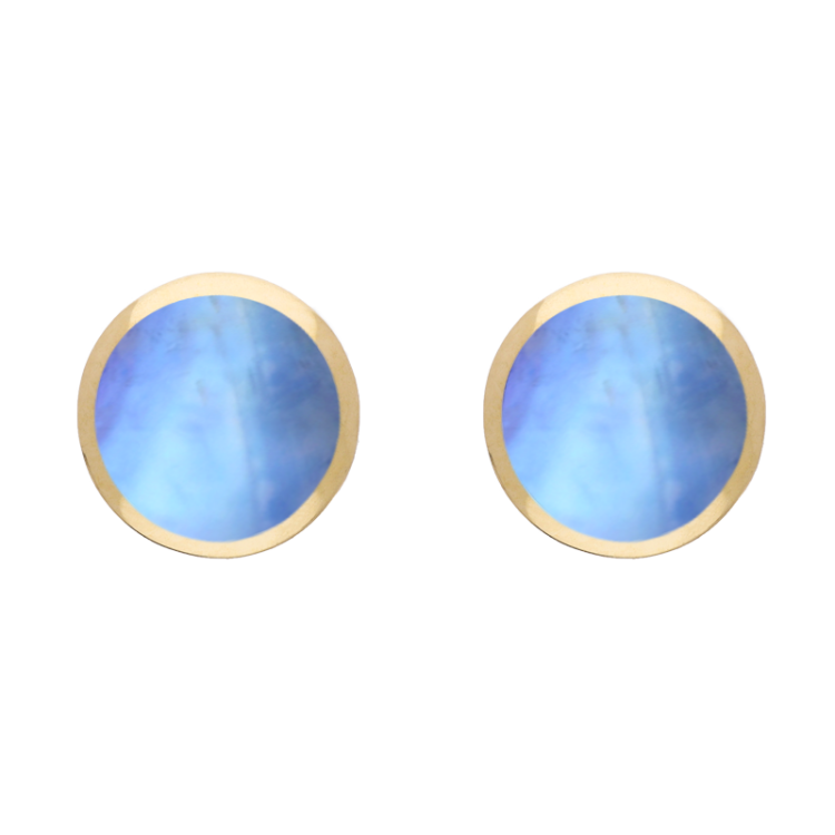 9ct Yellow Gold Sterling Silver Moonstone Stepping Stones Round Stud Earrings