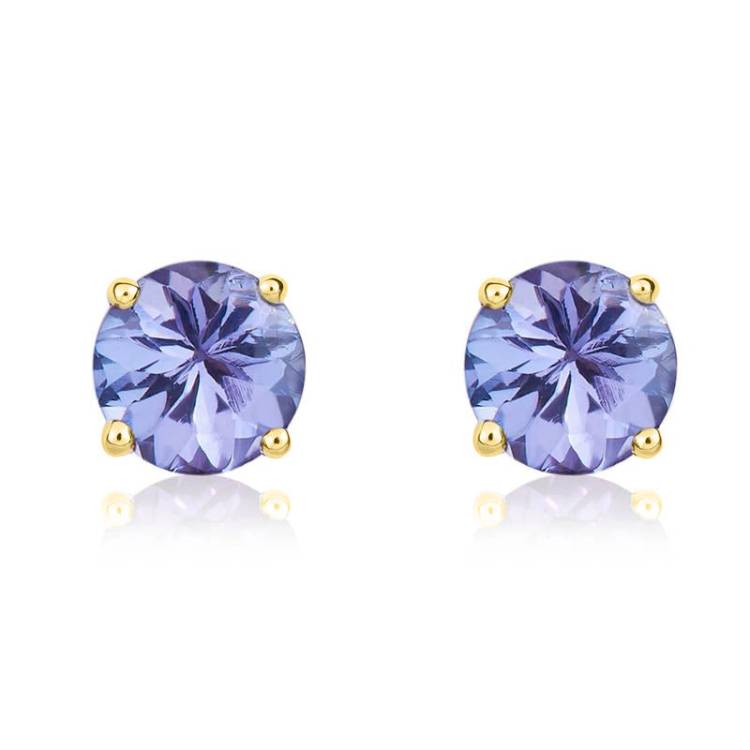 9ct Yellow Gold Tanzanite 5mm Round Claw Set Stud Earrings