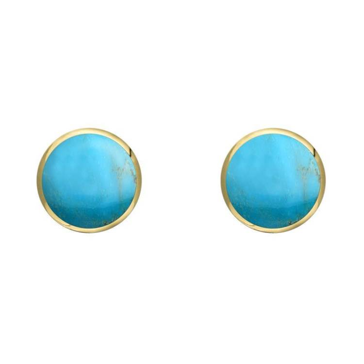 9ct Yellow Gold Turquoise 5mm Classic Small Round Stud Earrings