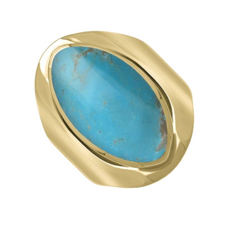 9ct Yellow Gold Turquoise Medium Oval Ring - Option1 Value Yellow Gold