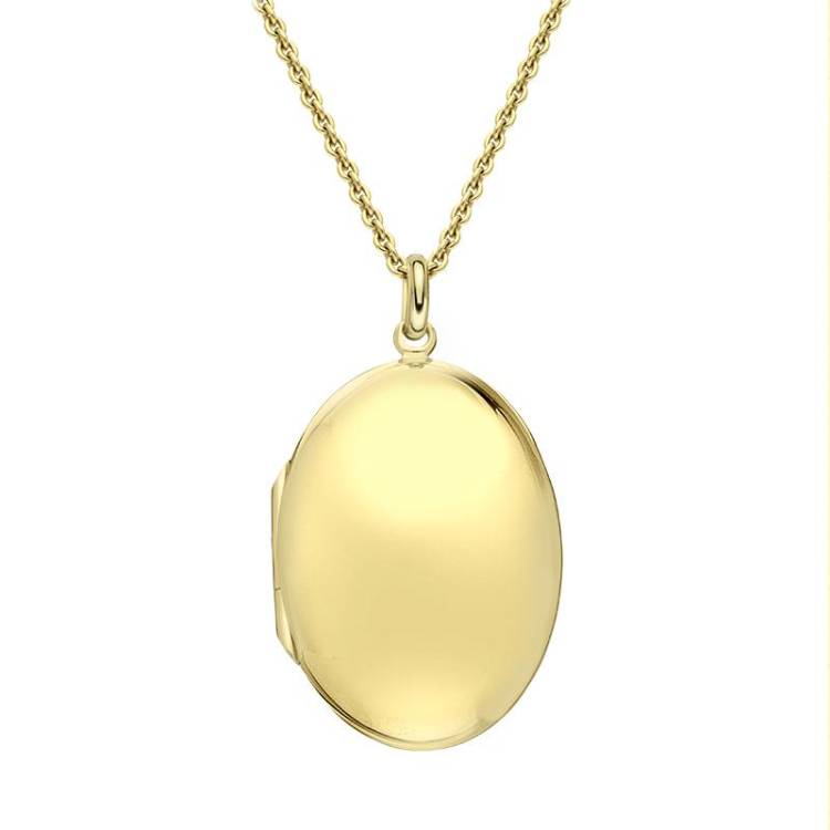 Yellow Gold Plated Sterling Silver Large Oval Keepsake Locket - Gold