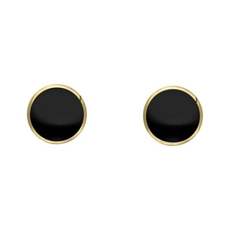9ct Yellow Gold Whitby Jet 4mm Classic Small Round Stud Earrings