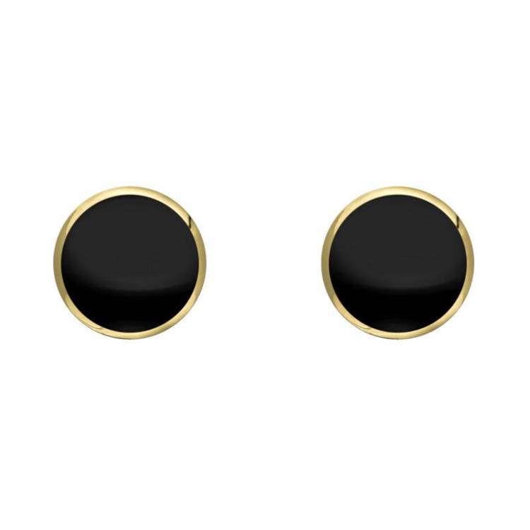 9ct Yellow Gold Whitby Jet 5mm Classic Small Round Stud Earrings