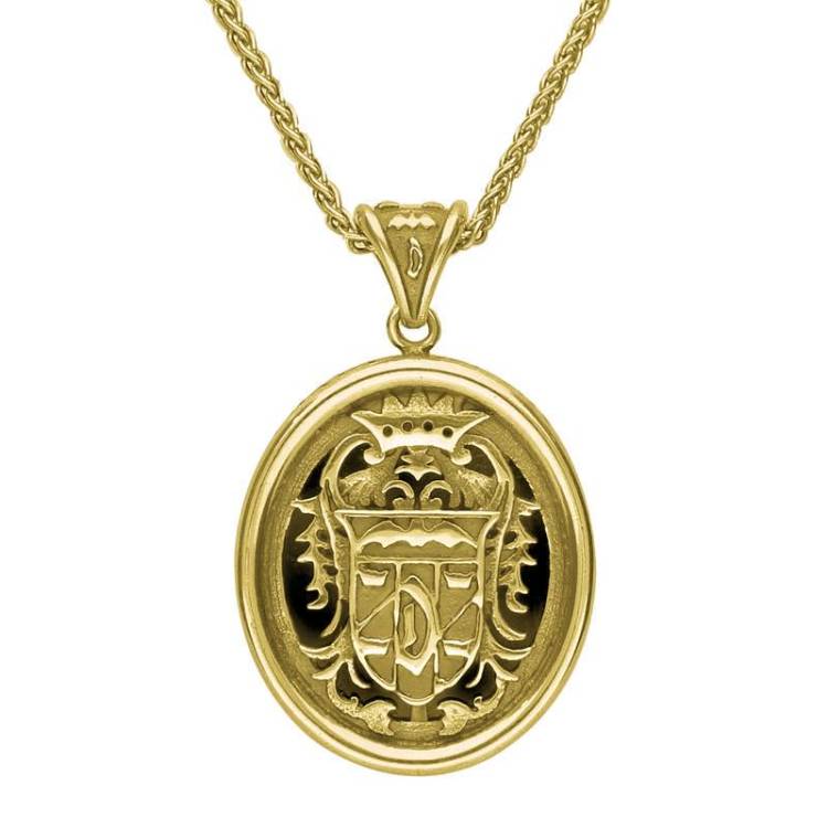 9ct Yellow Gold Whitby Jet Commemorative Dracula Necklace