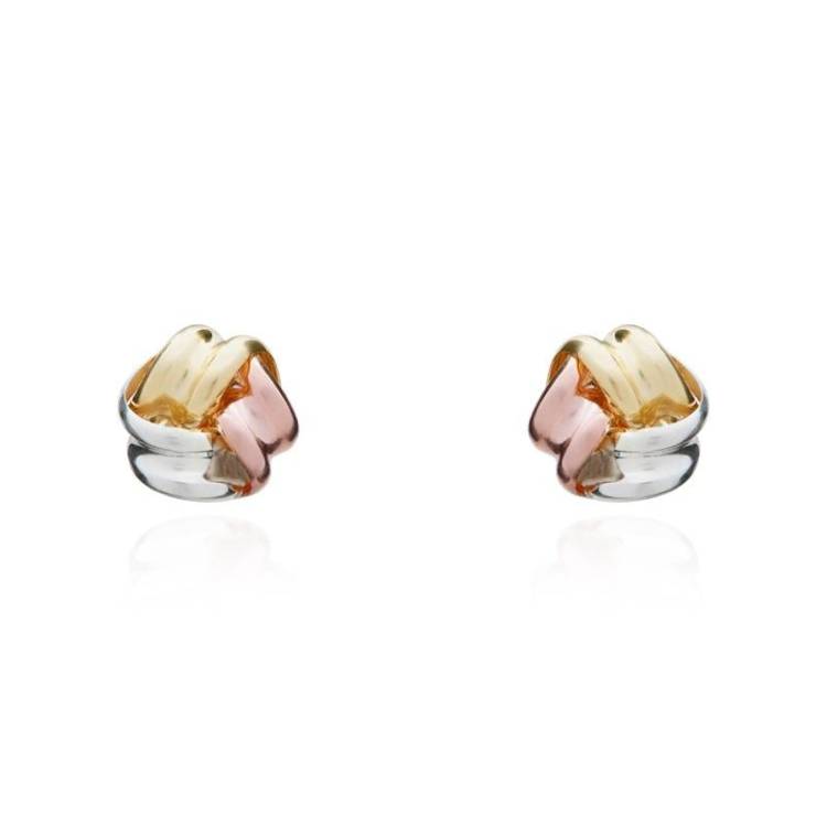 9ct Yellow Rose and White Gold 4.5mm Looped Knot Stud Earrings