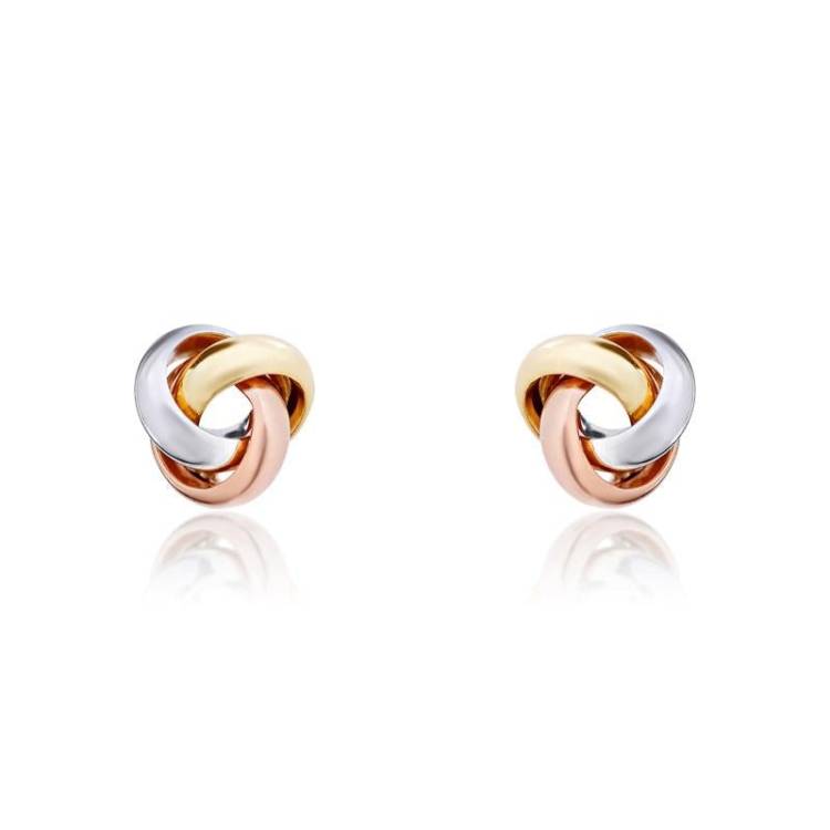 9ct Yellow Rose and White Gold 6mm Looped Knot Stud Earrings