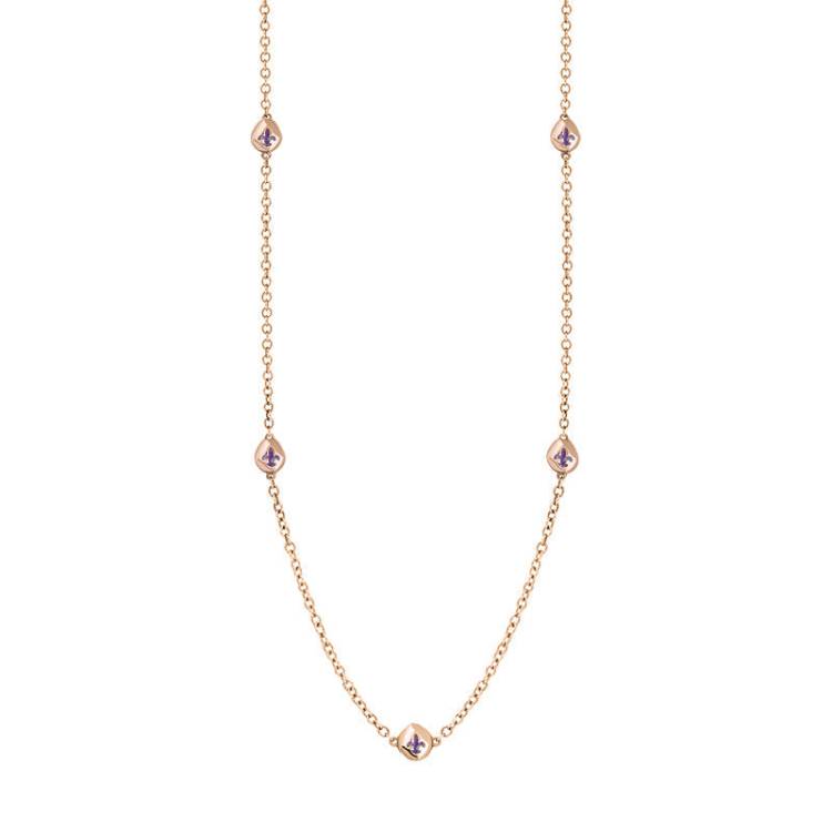 9ct Rose Gold Blue John Fleur De Lis Link Disc Chain Necklace - Option1 Value Rose Gold