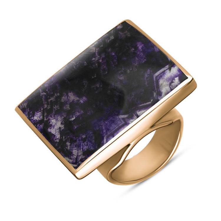 9ct Rose Gold Blue John King's Coronation Hallmark Large Square Ring - U