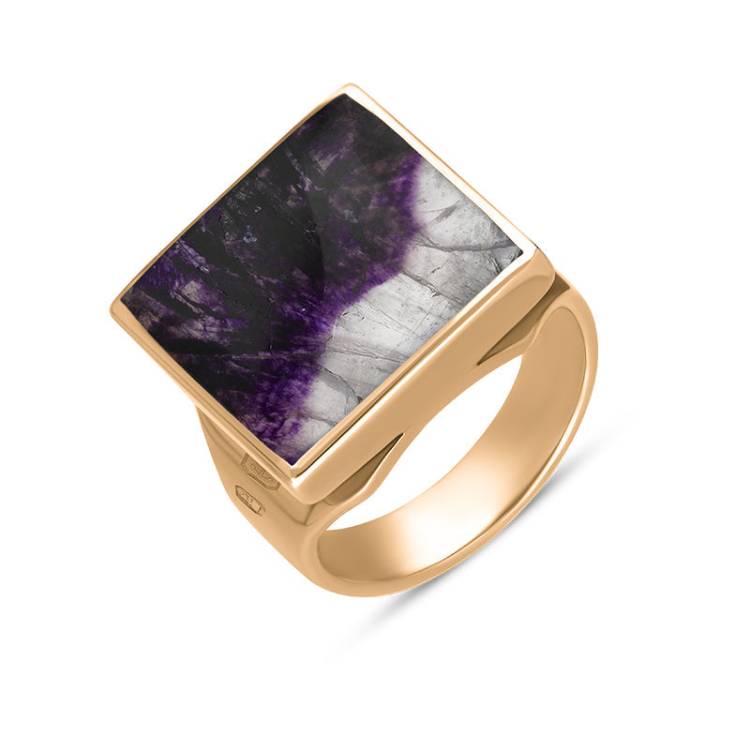 9ct Rose Gold Blue John King's Coronation Hallmark Small Square Ring - O
