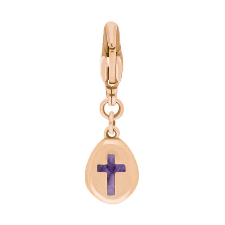 9ct Rose Gold Blue John Pear Shaped Cross Clip Charm - Option1 Value Rose Gold