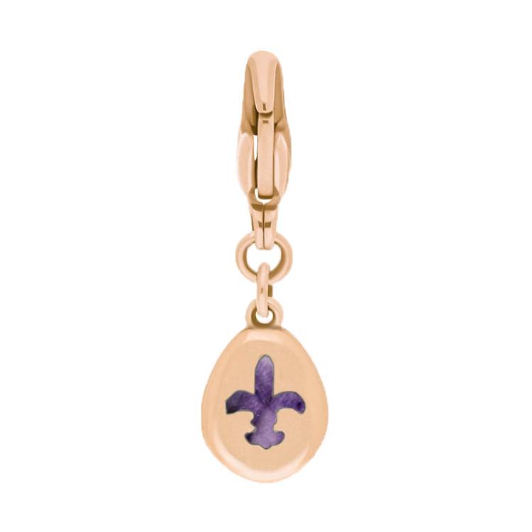 9ct Rose Gold Blue John Pear Shaped Fleur De Lis Clip Charm - Option1 Value Rose Gold