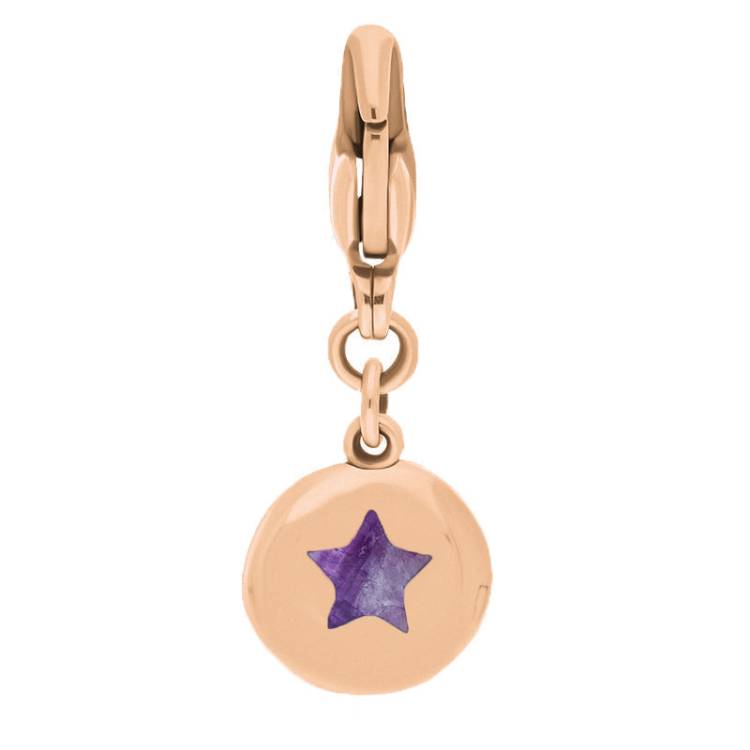 9ct Rose Gold Blue John Round Shaped Star Clip Charm - Option1 Value Rose Gold