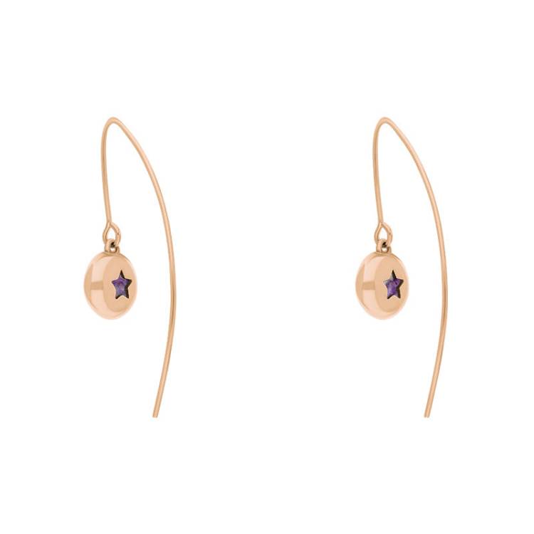 9ct Rose Gold Blue John Star Disc Drop Earrings - Rose Gold