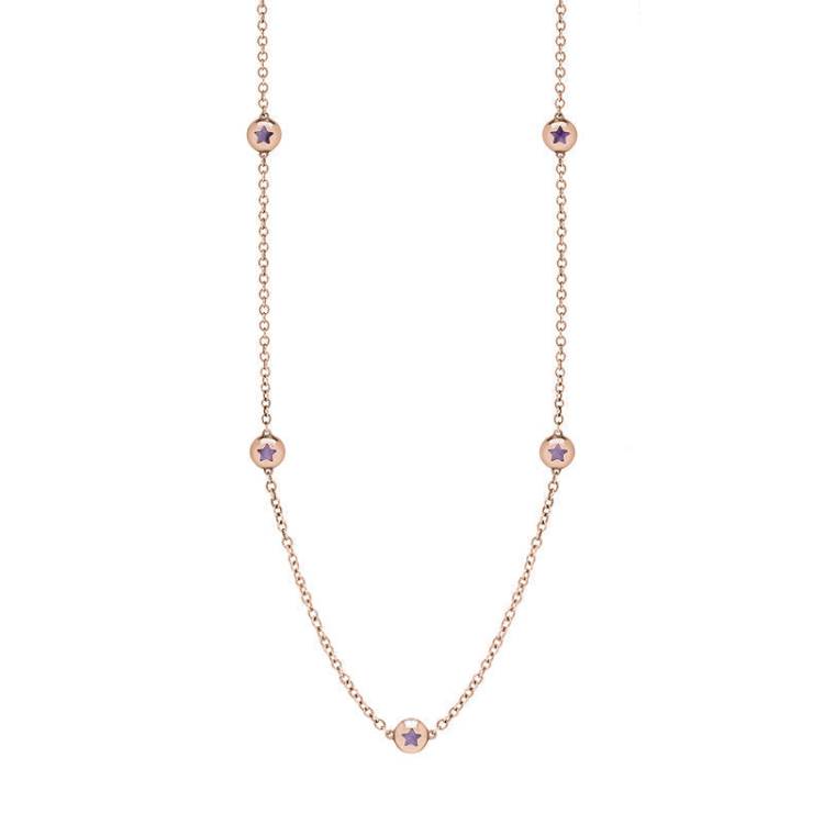 9ct Rose Gold Blue John Star Link Disc Chain Necklace - Option1 Value Rose Gold