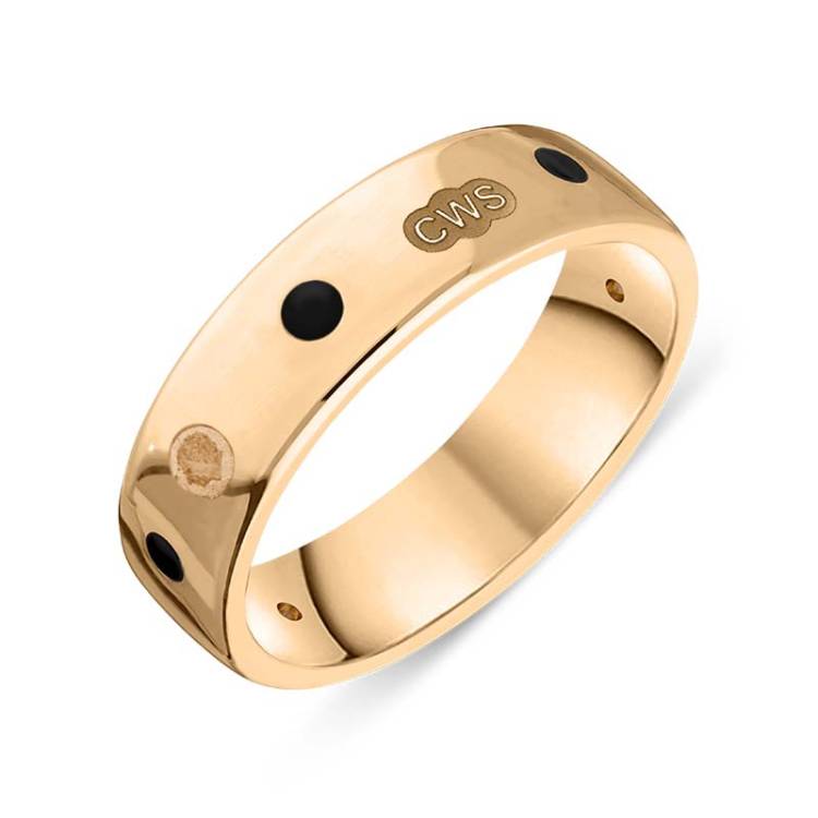 9ct Rose Gold Whitby Jet King's Coronation Hallmark 6mm Ring - U